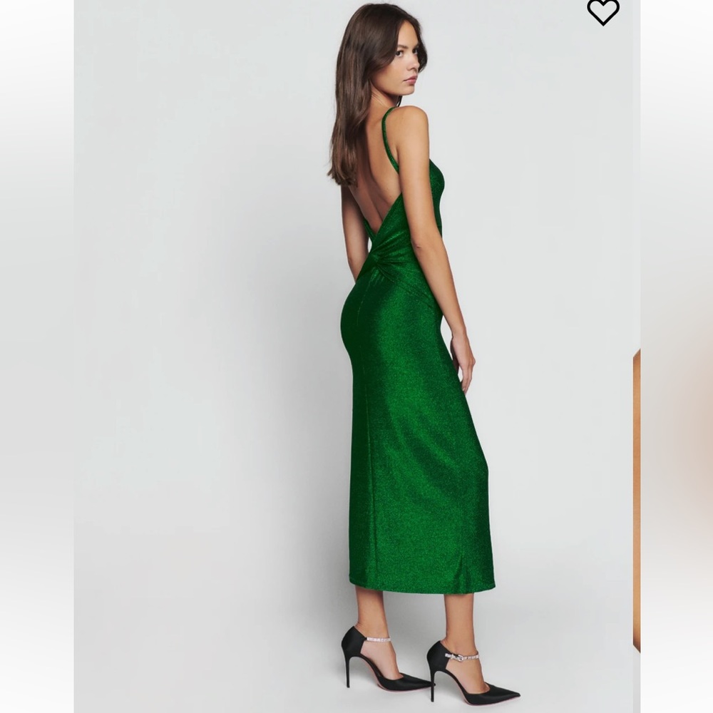 Reformation Green Backless Dress